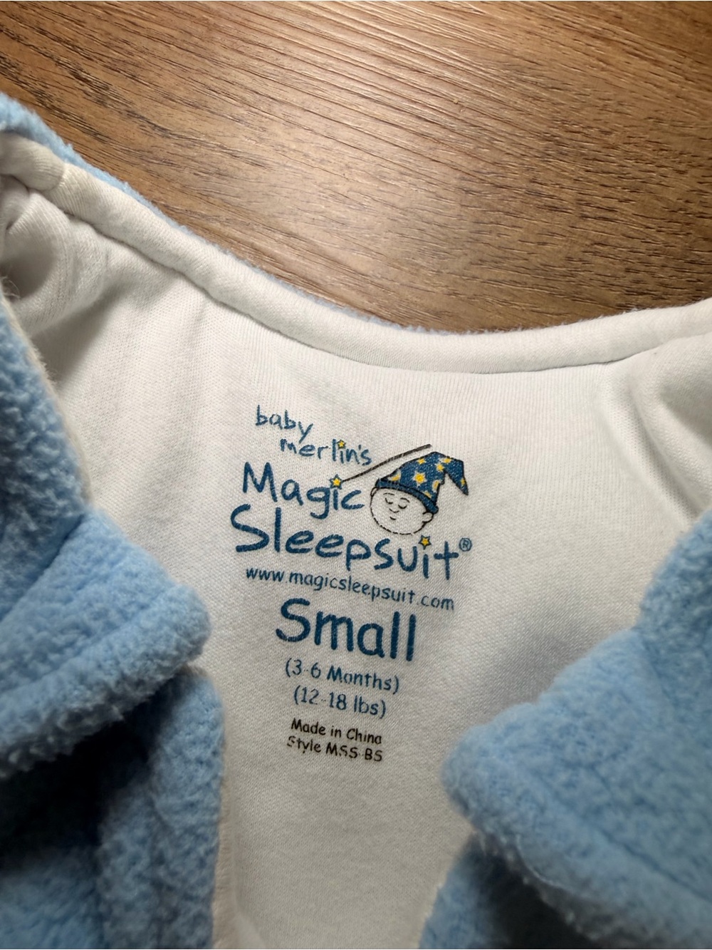 Baby Merlin’s Magic Sleepsuit Blue Small 3-6M Swaddle Transition Sleep Sack Zip - Picture 3 of 13